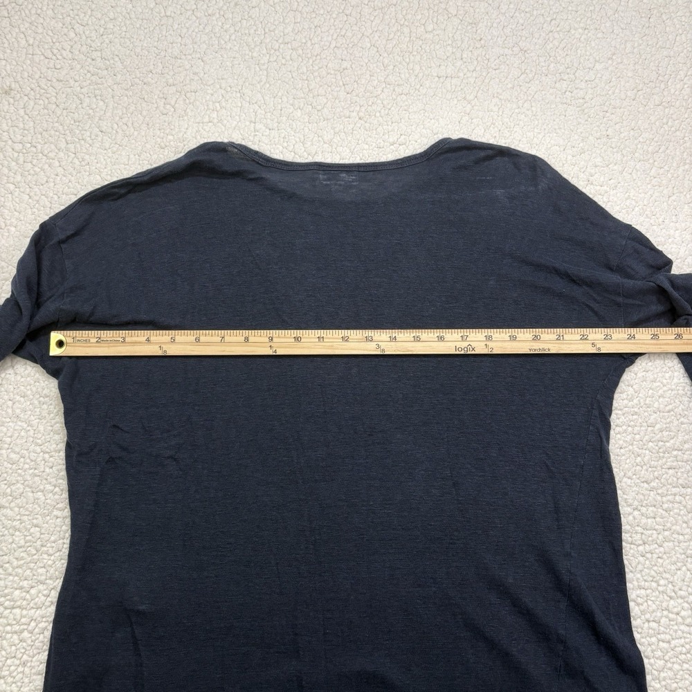 J. Jill Love Linen Knit Blouse Navy Blue 3/4 Sleeve Top Large Shirt Breathable - Picture 7 of 8